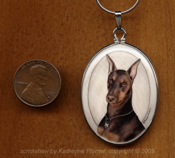 Doberman Scrimshaw Pendant